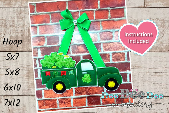 Truck with St Patrick's Clovers  - Applique