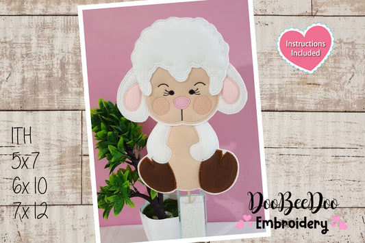 Cute Easter Sheep Vase Ornament - ITH Project - Machine Embroidery Design