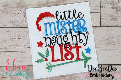 Little Mister Naughty List - Fill Stitch - Machine Embroidery Design