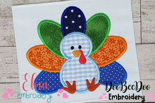 Thanksgiving Turkey Boy - Applique - Machine Embroidery Design