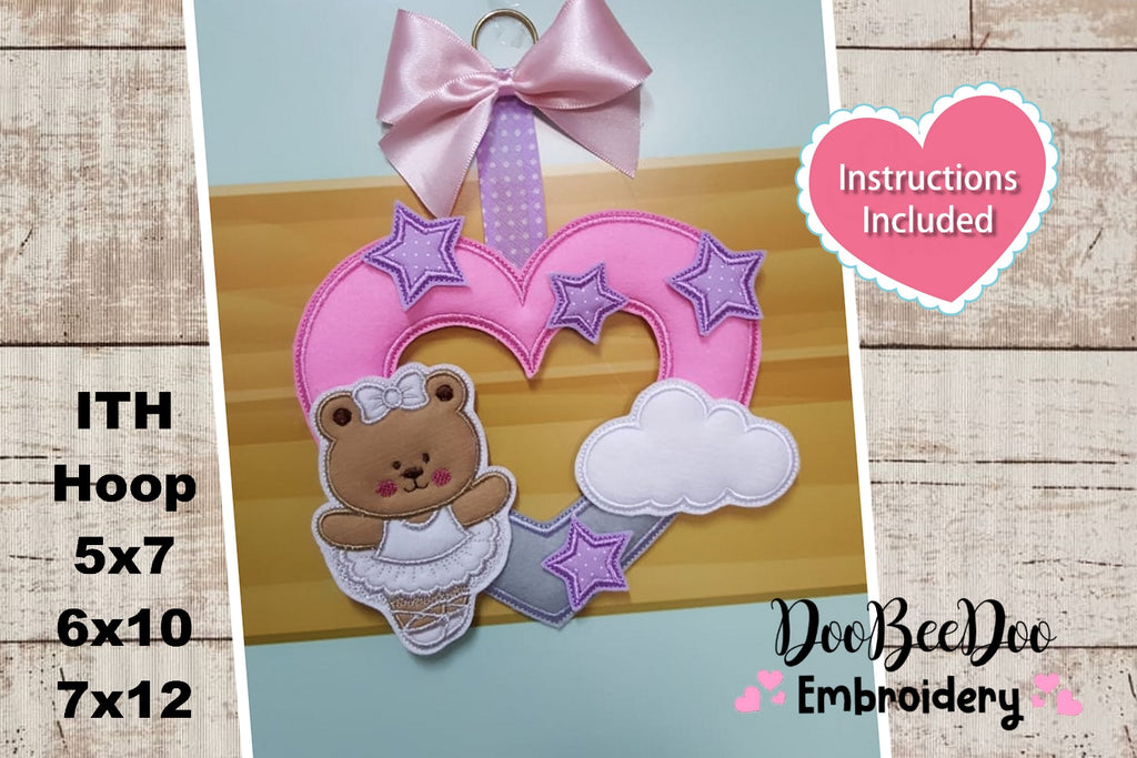 Ballerina Bear Ornament - ITH Project - Machine Embroidery Design