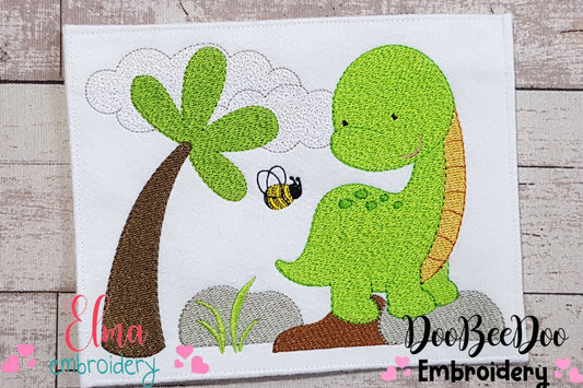 Cute Baby Dinosaur - Fill Stitch - Machine Embroidery Design