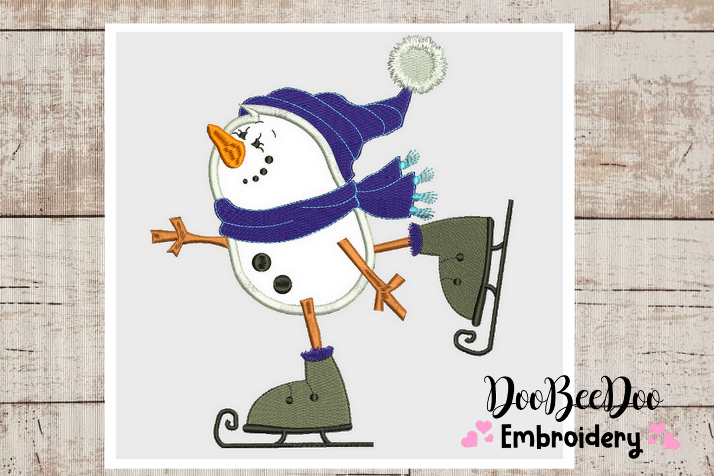 Snowman skiing in the snow - Applique -6 Sizes - Machine Embroidery Designs