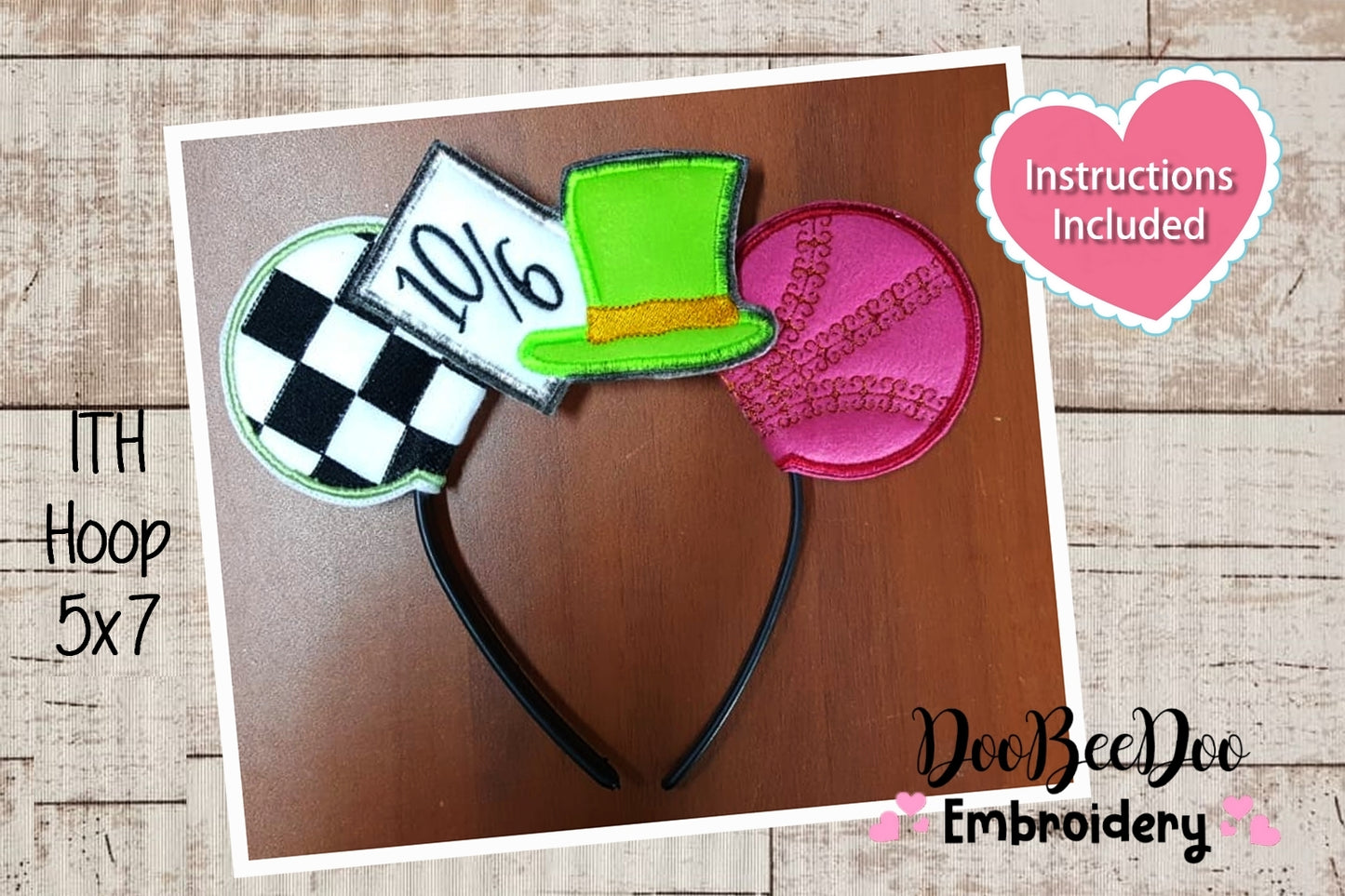 Mouse ears Hatter Headband - ITH Project - Machine Embroidery Design