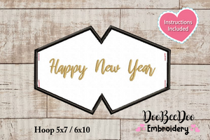 Happy New Year Face Mask - ITH Project - Machine Embroidery Design