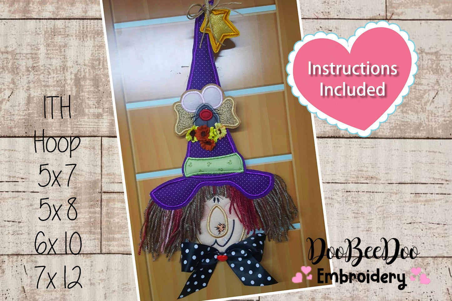 Halloween Witch Ornament - ITH Project - Machine Embroidery Design