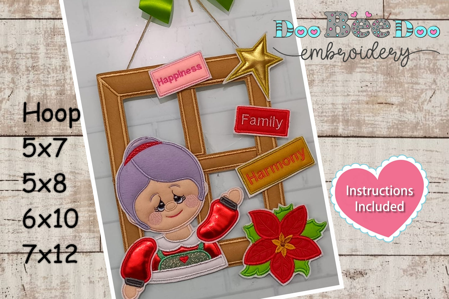 Mrs Claus in the Window - ITH Project - Machine Embroidery Design