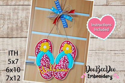 Flip Flop Summer Ornament - ITH Project - Machine Embroidery Design