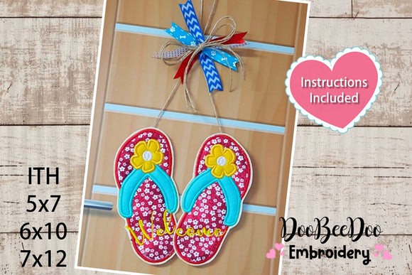 Flip Flop Summer Ornament - ITH Project - Machine Embroidery Design