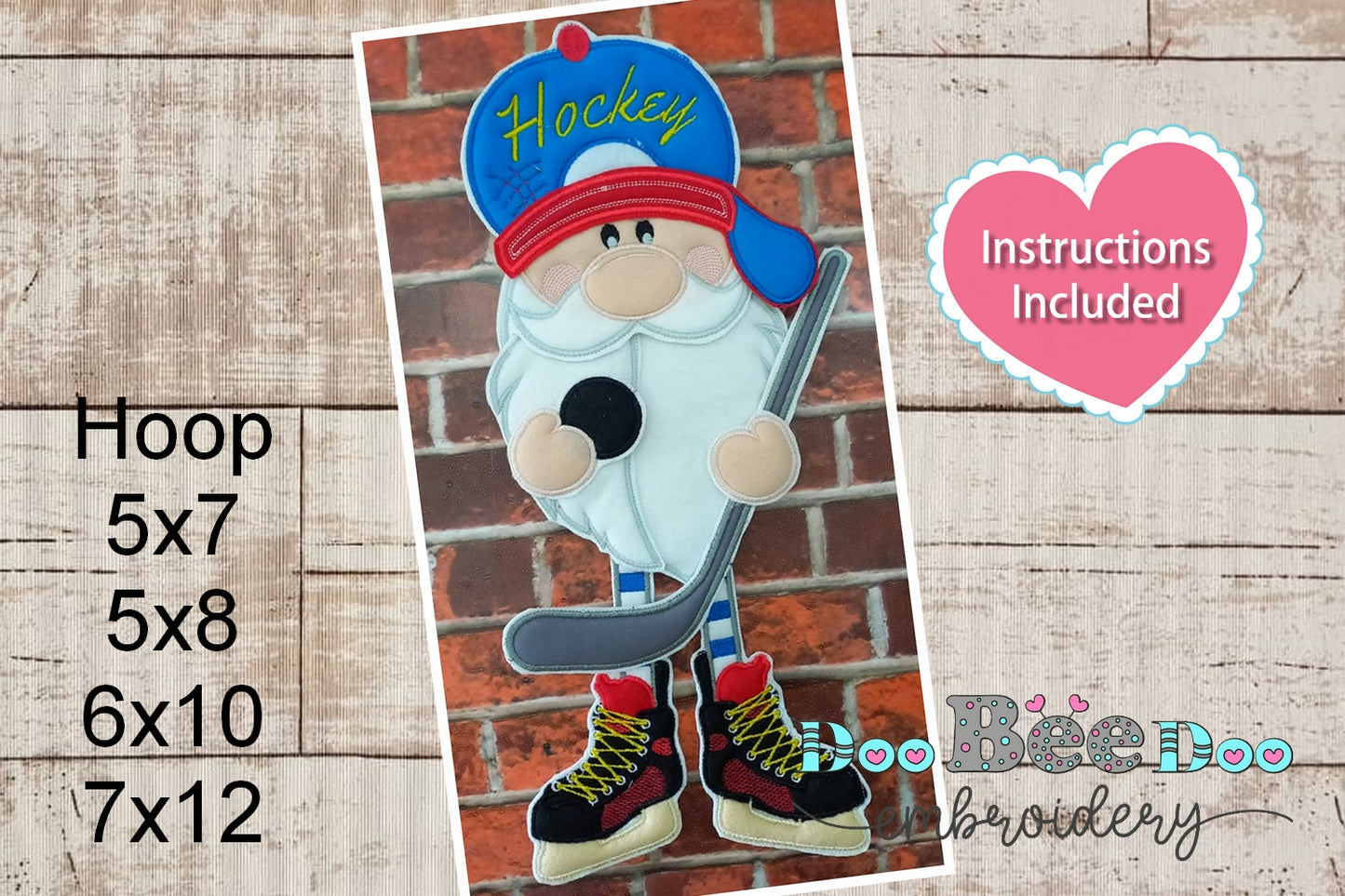 Hockey Gnome - ITH Project - Machine Embroidery Design