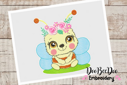 Beautiful Spring Bee - Rippled - 6 sizes - Machine Embroidery Designs