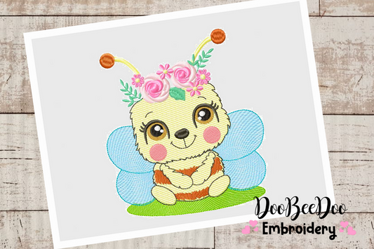 Beautiful Spring Bee - Rippled - 6 sizes - Machine Embroidery Designs