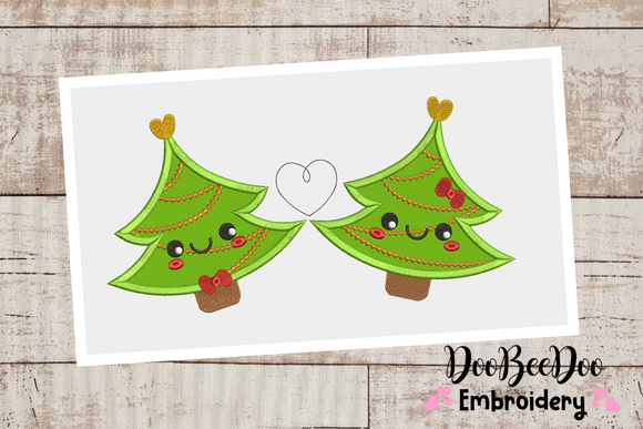 Love Tree Christmas  - Applique - 6 Sizes - Machine Embroidery Design