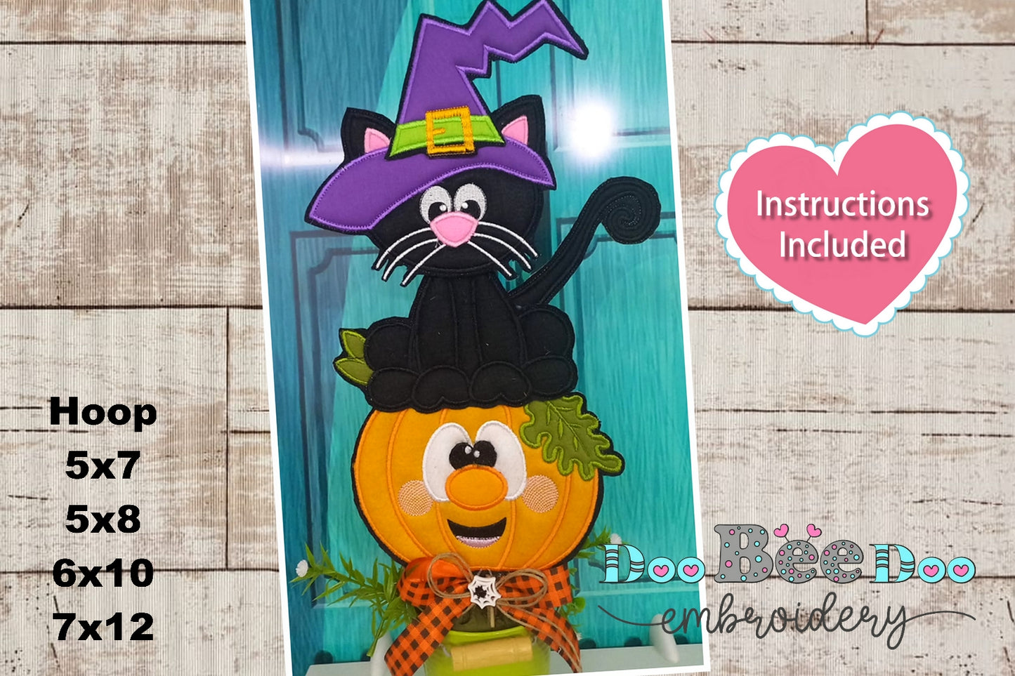 Black Cat with Pumpkin - ITH Project - Machine Embroidery Design