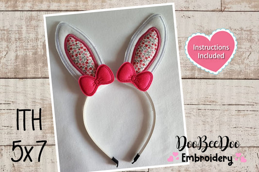 Bunny Ears Headband - ITH Project - Machine Embroidery Design