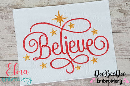 Believe - Fill Stitch - Machine Embroidery Design