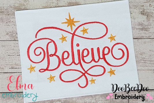 Believe - Fill Stitch - Machine Embroidery Design
