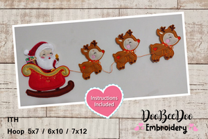 Santa Claus Sleigh Banner - ITH Project - Machine Embroidery Design