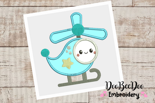 Baby Boy Helicopter  - Applique-  6 Sizes - Machine Embroidery Designs