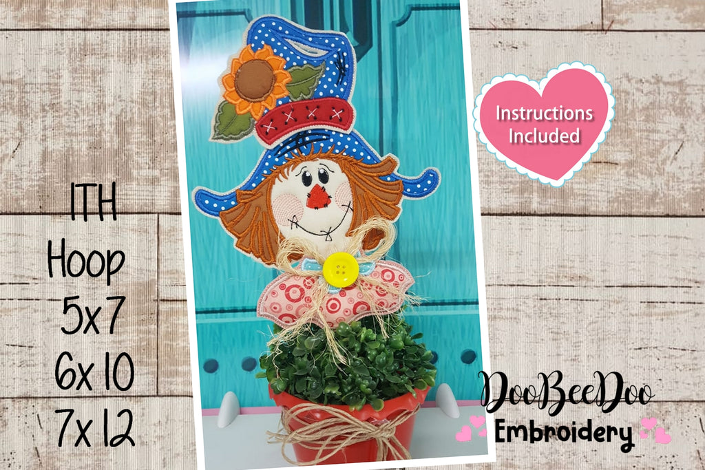 Cute Scarecrow Ornament - ITH Project - Machine Embroidery Design