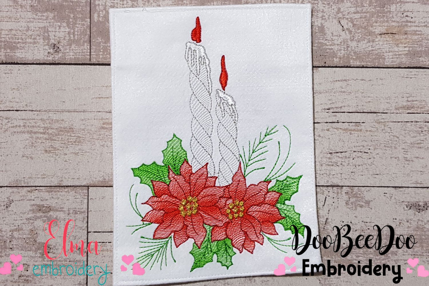 Christmas Candles and Flowers - Rippled