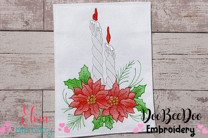 Christmas Candles and Flowers - Rippled