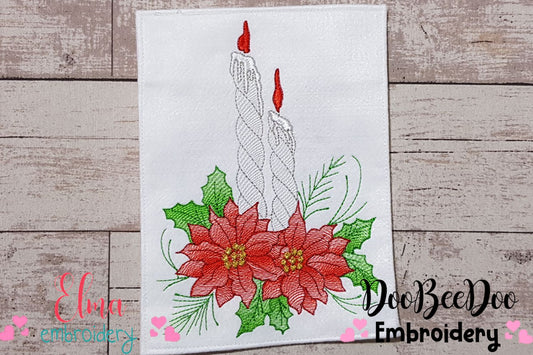 Christmas Candles and Flowers - Rippled