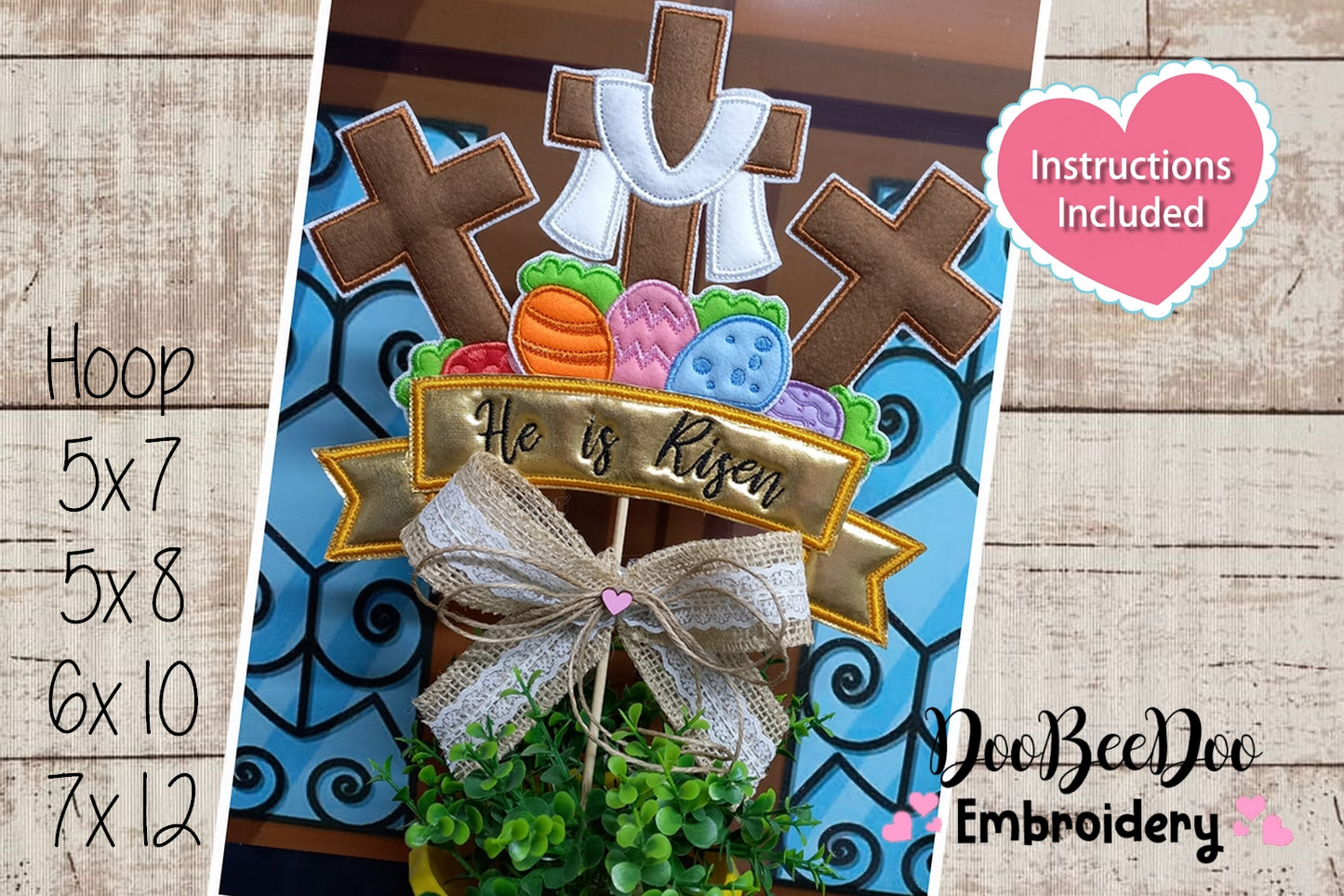 He is Risen Vase Ornament - ITH Project - Machine Embroidery Design