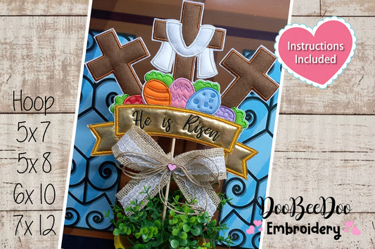 He is Risen Vase Ornament - ITH Project - Machine Embroidery Design