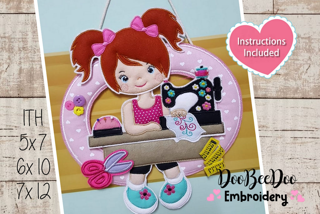 Sewing Girl Garland - ITH Project - Machine Embroidery Design