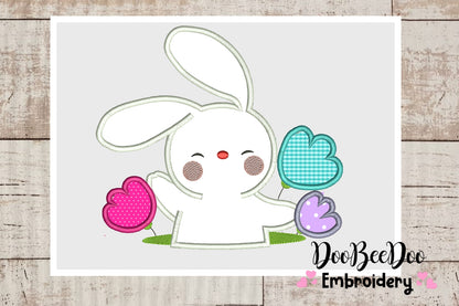 Cute bunny in the burrow - Applique