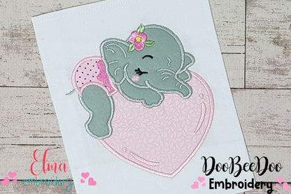 Baby Elephant Girl Sleeping - Applique