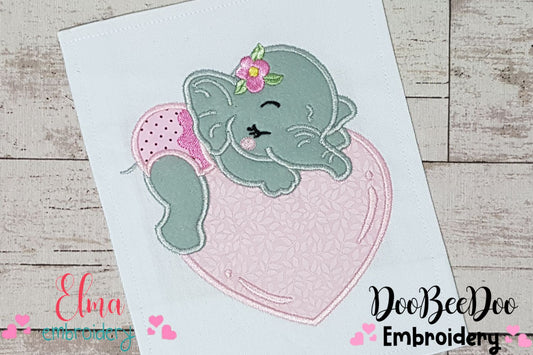 Baby Elephant Girl Sleeping - Applique