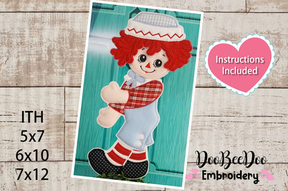 Boy Rag Doll Ornament - ITH Project - Machine Embroidery Design