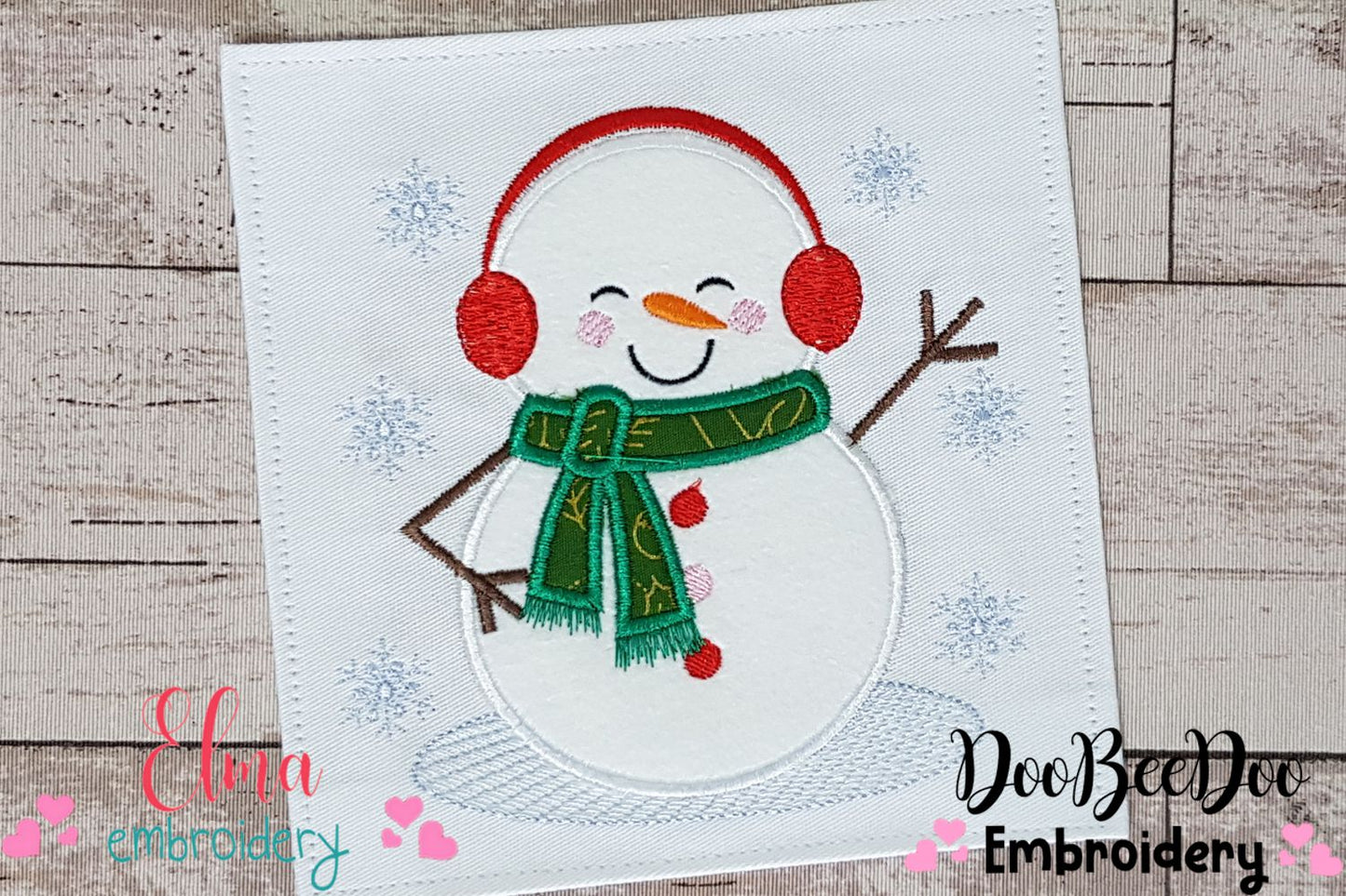 Snowman Listening Music - Applique