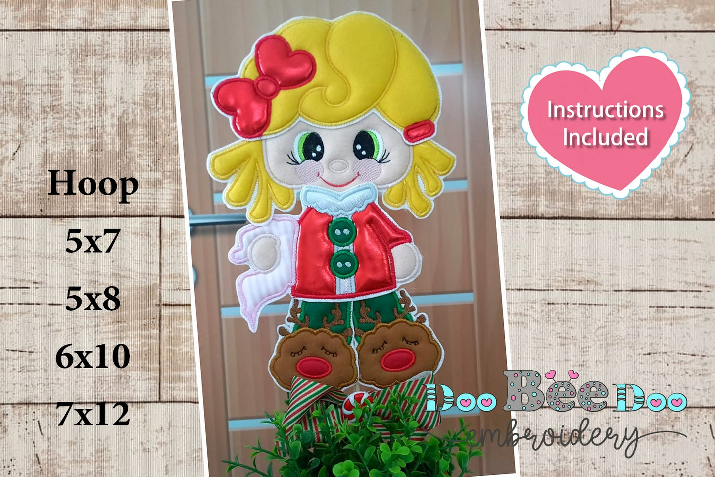 Beautiful Girl for Christmas - ITH Project - Machine Embroidery Design