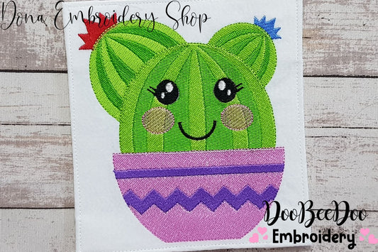 Cute Cactus Vase - Fill Stitch - Machine Embroidery Design