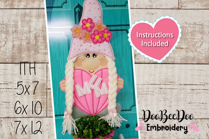 Gnome Girl with Braids  MOM/MUM - ITH Project - Machine Embroidery Design