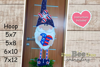 Gnome 4th of July in Love - ITH Project - Machine Embroidery Design