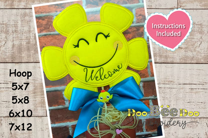 Sun Welcome Summer Door Ornament - ITH Project - Machine Embroidery Design