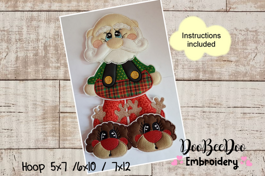 Santa Claus Door Ornament 1 - ITH Project - Machine Embroidery Design