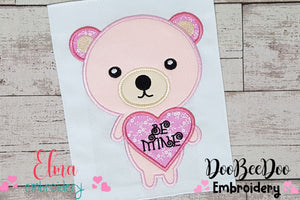 Be Mine Valentines Teddy Bear  - Applique