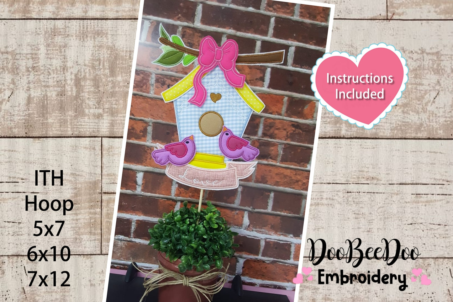 Love Birdhouse Ornament - ITH Project - Machine Embroidery Design