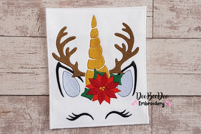 Christmas Unicorn - Fill Stitch - Machine Embroidery Design