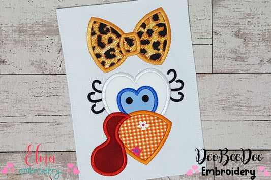Girl Turkey Face Thanksgiving Design - Applique