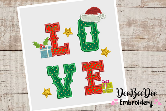 Christmas  Love - Applique - 6 Sizes - Machine Embroidery Designs