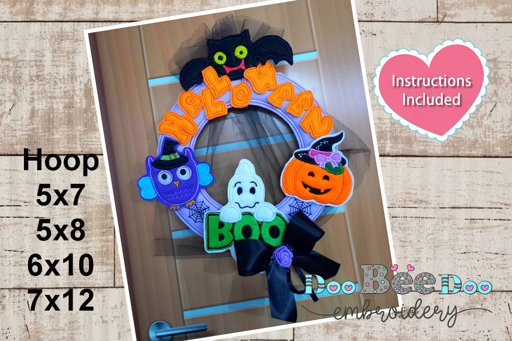 Halloween Elements Wreath - ITH Project - Machine Embroidery Design