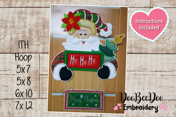 Santa Claus HoHoHo Door Ornament - ITH Project - Machine Embroidery Design