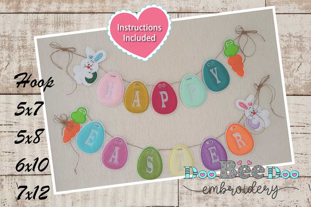 Happy Easter Banner - ITH Project - Machine Embroidery Design