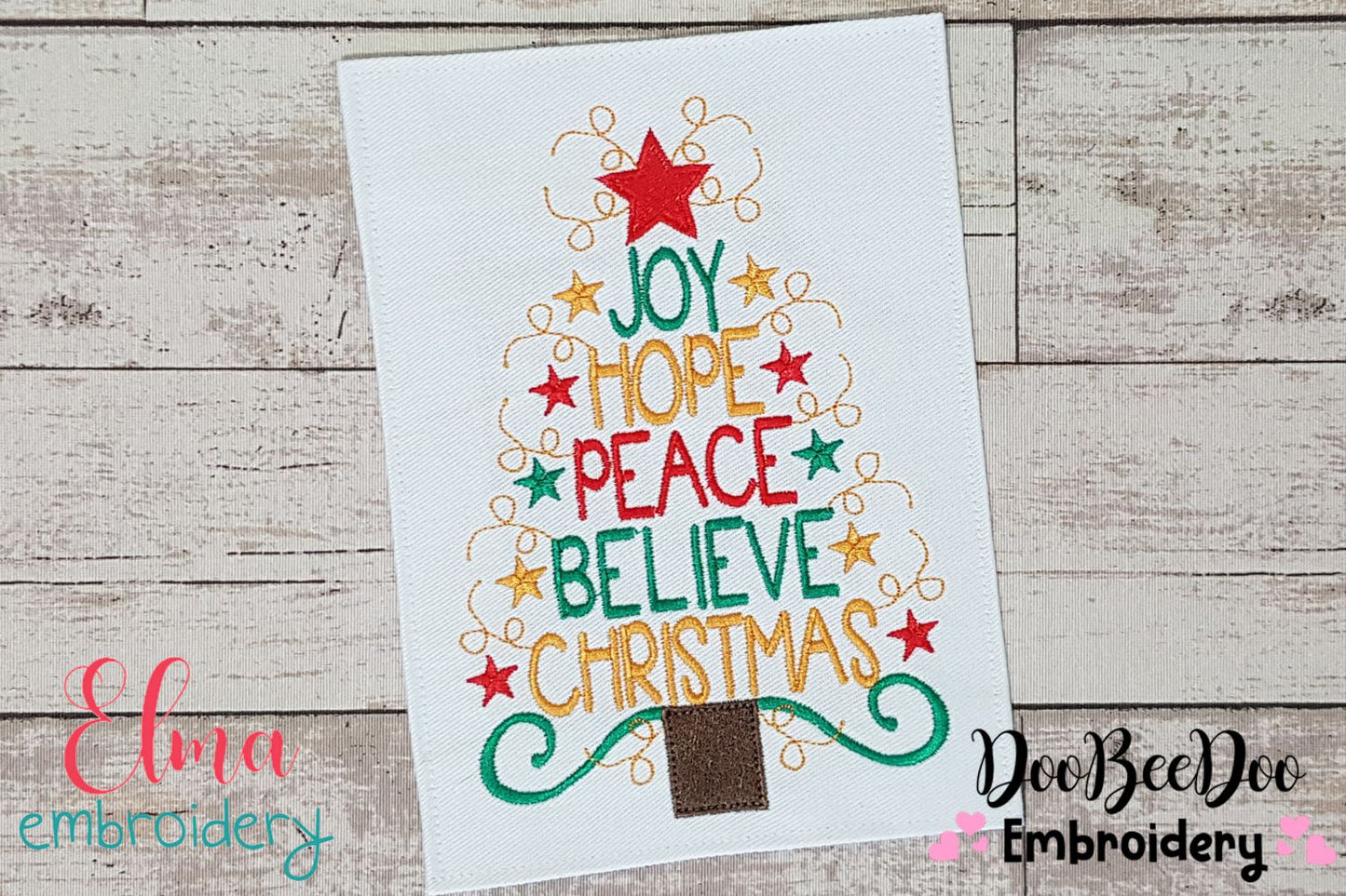 Christmas Tree with Words - Fill Stitch - Machine Embroidery Design